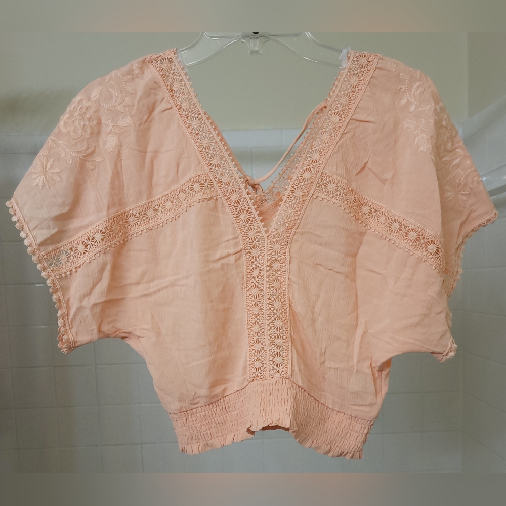 Womens Crocheted & Embroidered Crop Top by SELF-ESTEEM